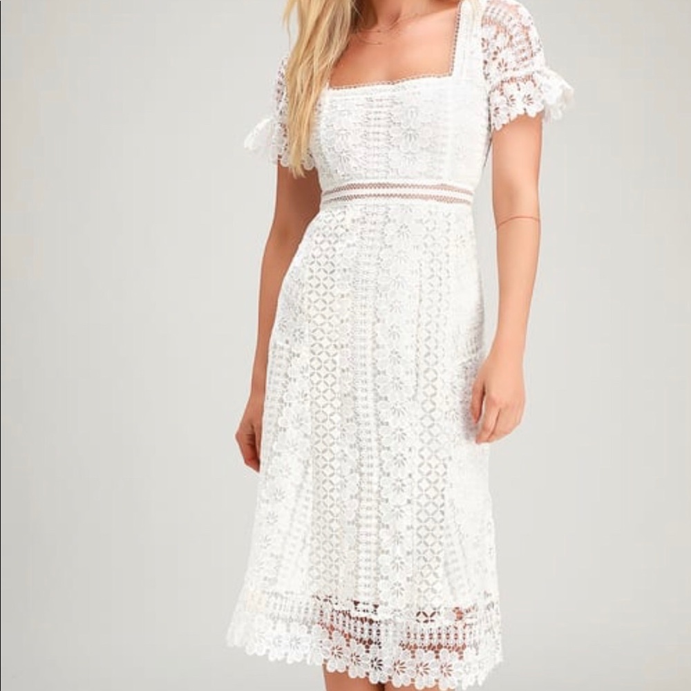 SOLD — White Lace Midi Dress